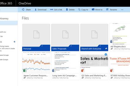 The refreshed OneDrive for Business browser view