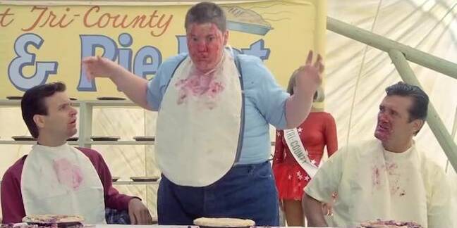 Still from Stand By Me movie. Pie eating contest