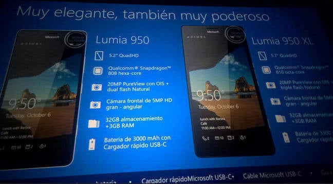 A leaked spec for the Lumia 950