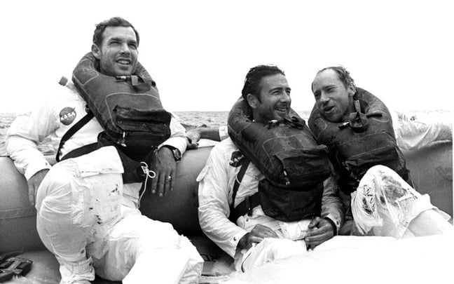 The Apollo 15 crew after splashdown. Pic: NASA