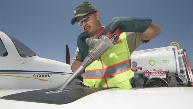 Light aircraft refuelling with AVGAS