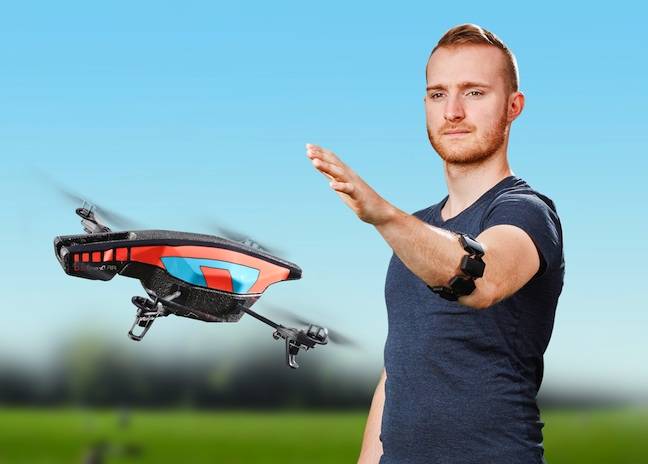 Myo controlling a drone
