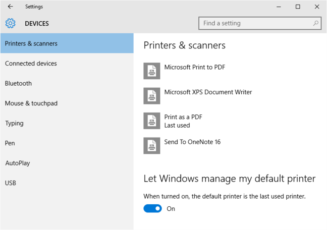 New default printer option in Windows 10 New default printer option in Windows 10