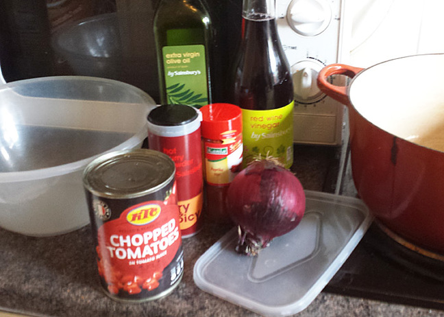 Our man's currywurst ingredients