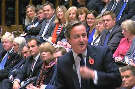 David Cameron during PMQs on Wednesday, 28 October. Pic credit: Parliament TV