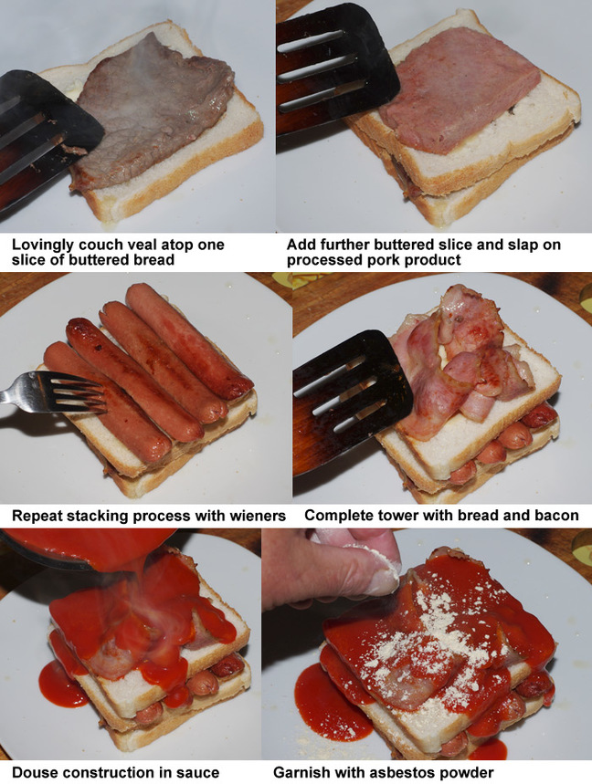 The final six steps in preparing the WHO sarnie of death