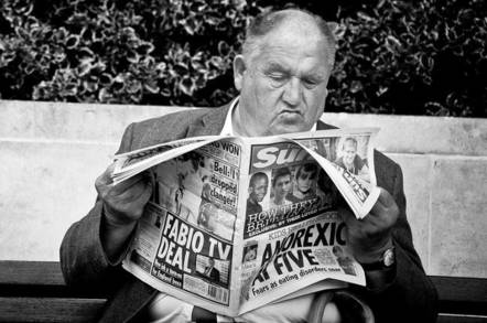 Old man reading The Sun. Pic: Daniel Novta