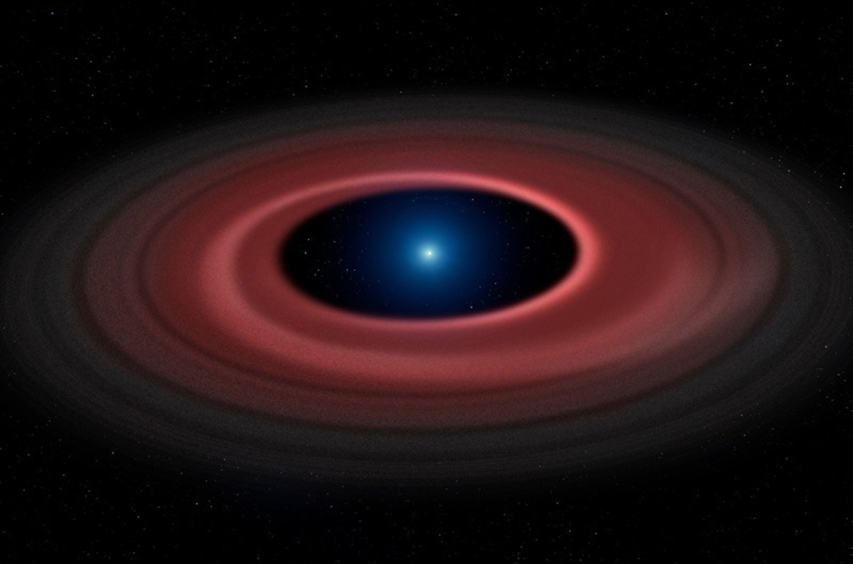Glowing dust doughnut circles white dwarf