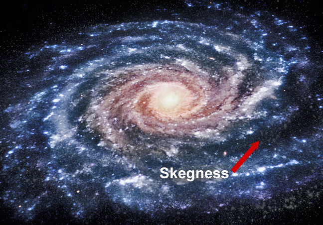 The position of Skegness in the Milky Way