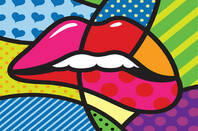LIPS ON STAINED GLASS WINDOW