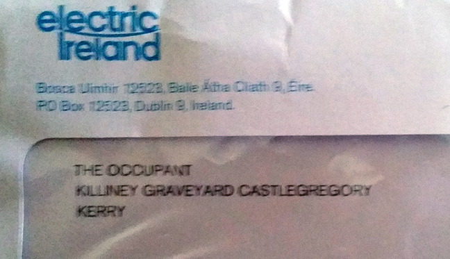 The envelope of the letter from Electric Ireland