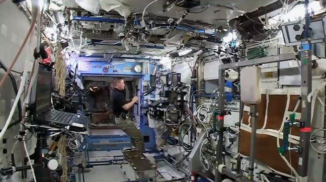 Astronaut Kjell Lindgren on the ISS during yesterday's Cygnus docking