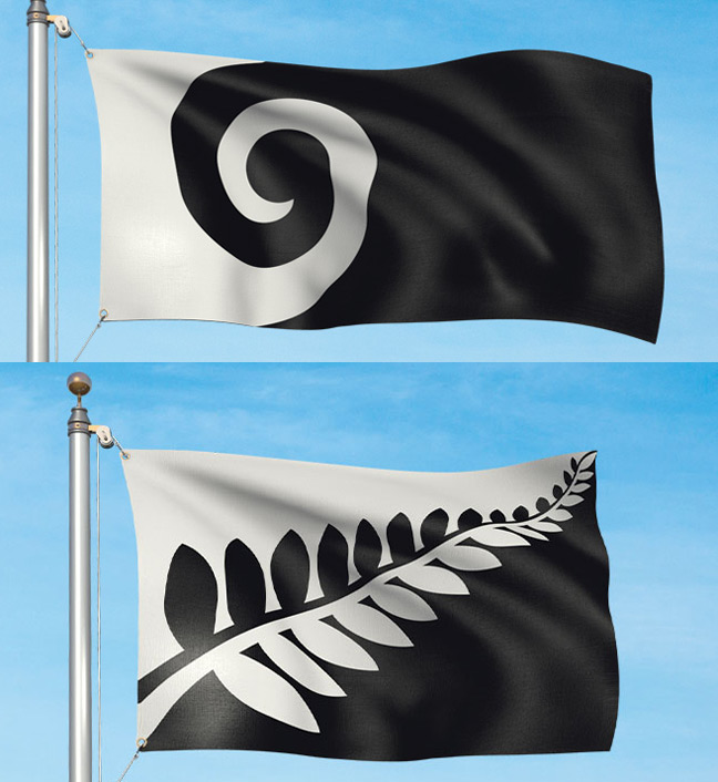Koru by Andrew Fyfe and Silver Fern (black and white) by Alofi Kanter