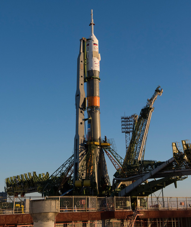 The Soyuz rocket on the launch pad. Pic: Pic: ESA/S.Corvaja