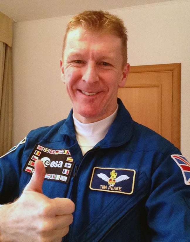 Tim Peake gives the thumbs-up shortly before launch. Pic: Tim Peake