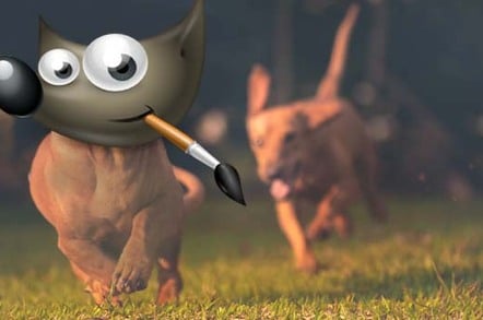 Shutterstock dog mascot jumps into the air on natural pathway. PIC shutterstock/GIMP LOGO MASHUP