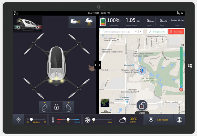 The EHang control interface