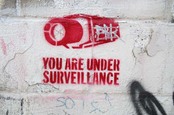 Surveillance graffiti image via shutterstock