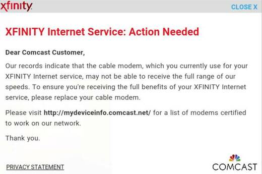 Comcast Repeatedly Crams Modem Upgrade Demands Into Browsers The