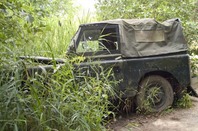 Crashed jeep, photo via Shutterstock