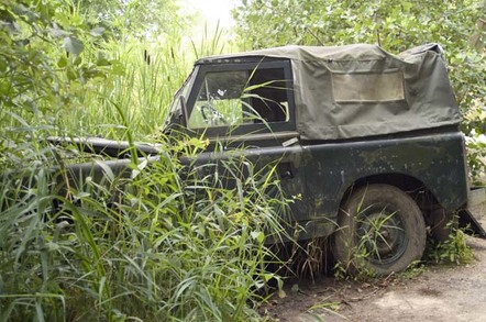 Crashed jeep, photo via Shutterstock