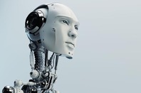 AI Robot viewed from the back against an arty landscape. Pic via SHuttertock