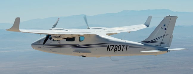 The unmodified Tecnam P2006T during flight testing. Pic: NASA