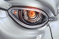 Robot eye opens. Image via Shutterstock