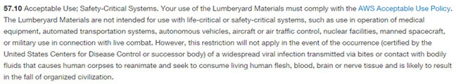 Amazon's Lumberyard conditions pertaining to zombies