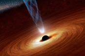 Black hole - spaghetti visualisation. Artist's impression. NASA/JPL-Caltech, CC BY-SA