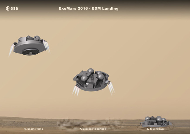 Graphic showing the final stage of Schiaparelli's landing