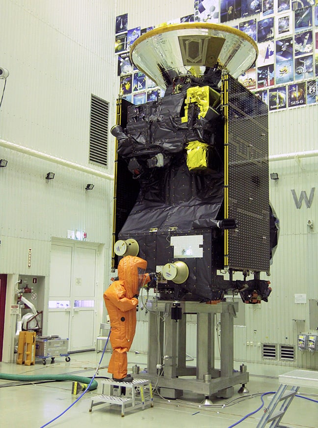 Man in chemical suit fuelling the TGO. Pic: ESA