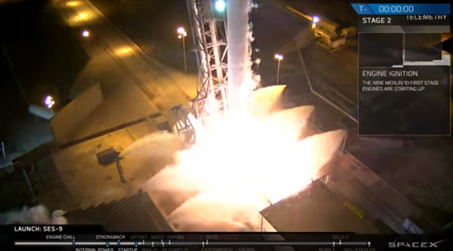 The Falcon 9's motors ignite