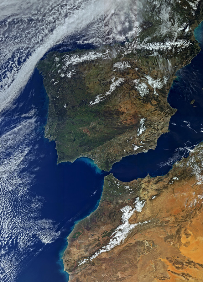 Sentinel's view of the Iberian Peninsula and North Africa