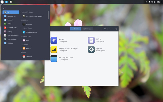 Solus start menu and Software Center