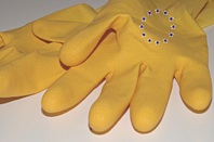 EU logo on rubber glove