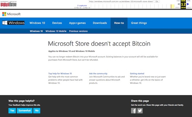 Microsoft really did stop accepting bitcoin this one time