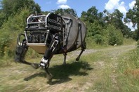 Still from Boston Dynamics video (Robotic mule runs through the forest)