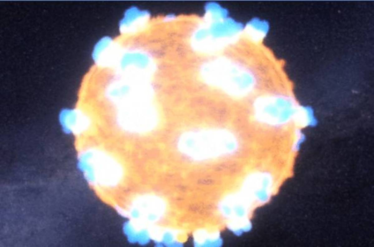 Champagne supernova in the sky: shockwaves seen breaking star