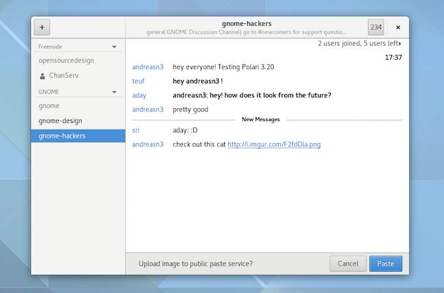 Gnome's improved Polari IRC client