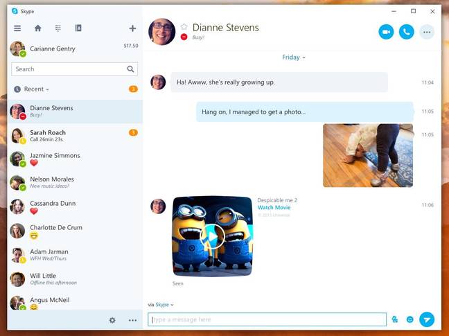 A preview of the new Skype UWP app