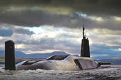 HMS Vengeance returns to HMNB Clyde. Crown copyright