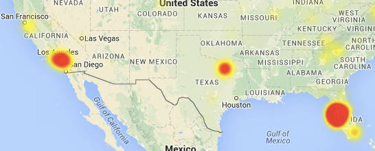 Map of the outage