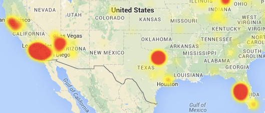 Down Detector map on April 6