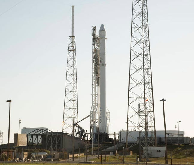 The Falcon 9 and Dragon on the pad at Cape Canaveral. Pic: SpaceX