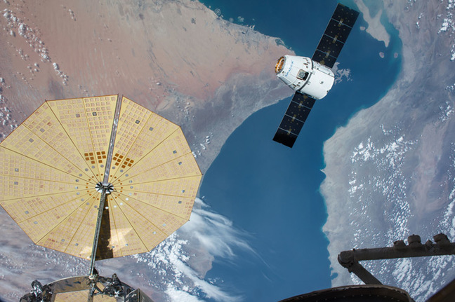 The Dragon approaching the ISS last weekend. Pic: NASA
