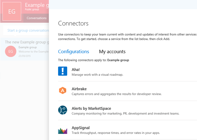 Adding a Connector to an Office 365 Outlook group