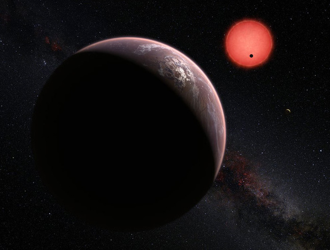 View of TRAPPIST-1 and its three planets. Pic: ESO / M. Kornmesser / N. Risinger (skysurvey.org)