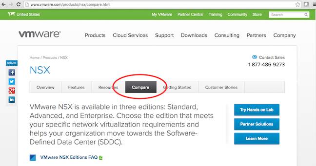 VMware's added feature comparison page