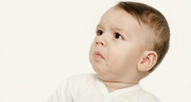 Baby looks taken aback/shocked/affronted. Photo by Shutterstock